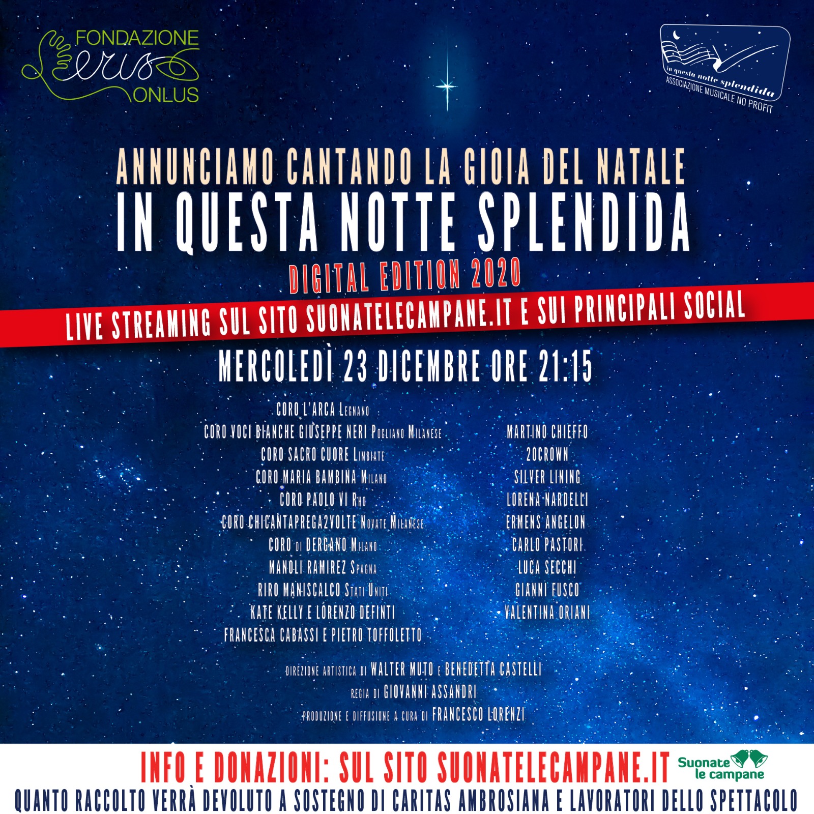 Locandina evento di canti natalizi di In questa notte splendida 2020